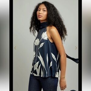 CHRISTY LYNN silk floral kelly top in blue